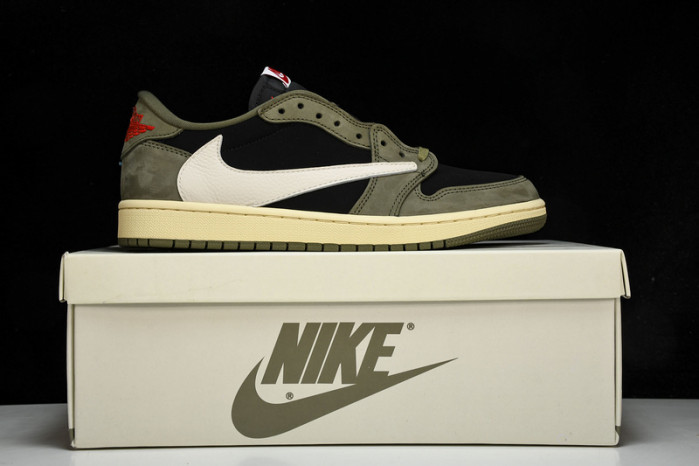 travis scott x air jordan 1 low "black olive" dm7866-002
